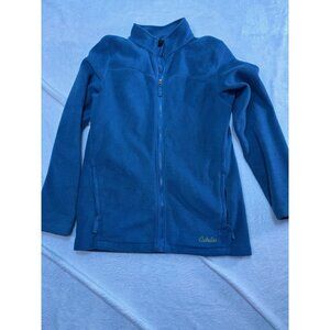 Cabela's Womens XL Solid TEAL Blue green Fleece Jacket Zip Up‎ Front EUC